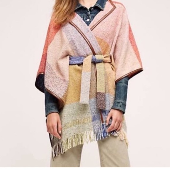 Morgan Carper by ANTHROPOLOGIE tweed Poncho - Picture 3 of 7